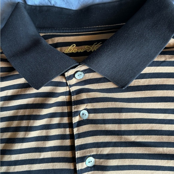 Ben Hogan Men’s XL Shortsleeve Gold/black Striped Polo Causal Button Down NWOT - Picture 8 of 12